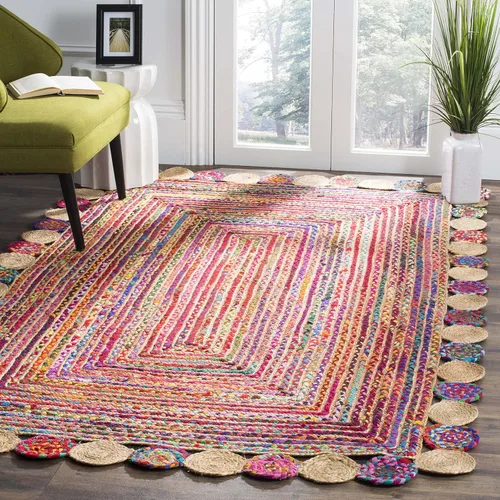 Miniatura 19 de SAFAVIEH Cape Cod Collection - Alfombra decorativa, 4 x 6 pies, beige y multicolor, hecha a mano de yute y algodón, trenzada estilo bohemio, ideal