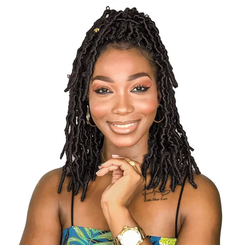 Miniatura 21 de Niseyo 6 paquetes de trenzas de ganchillo suaves de mariposa de 10 pulgadas, hechas a mano, preenlazadas, color negro oscuro, trenzas de mariposa