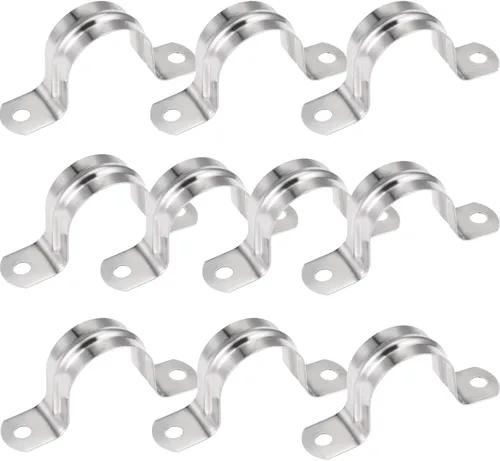 Miniatura 6 de AKIHISA Abrazaderas de tubo, 4 abrazaderas de correa de tubo en U, soporte de tubo de acero inoxidable 304 de 2 agujeros, ID 5.11 pulgadas (5.118 in)