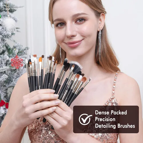 Miniatura 7 de BUEART DESIGN - Juego de 42 brochas de maquillaje con pelo de cabra natural real (42 piezas, negro perla mate)