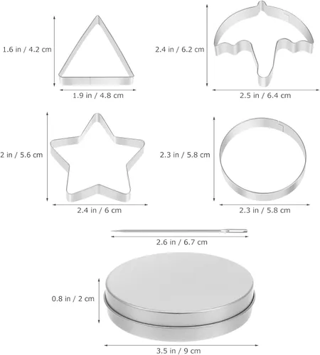 Miniatura 2 de PRETYZOOM Dal-gona - Juego de 12 herramientas para hacer dulces de azúcar coreanos, moldes de acero inoxidable con paraguas, triángulo, molde