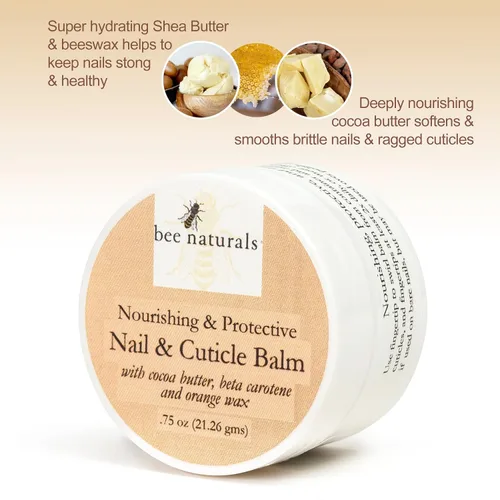Miniatura 2 de Bee Naturals Bálsamo para uñas y cutículas, mezcla de manteca de cacao y betacaroteno para uñas fuertes y suaves, delicioso aroma natural