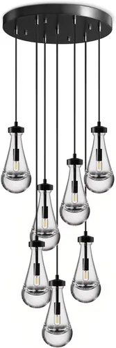 Miniatura 13 de Lámpara colgante moderna, diseño de gota de lluvia, lámpara de techo de cristal para interiores, 5 pies de profundidad x 12.5 pies de alto, latón