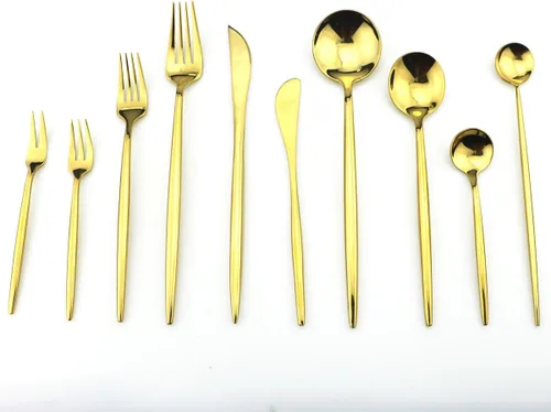 Miniatura 4 de JASHII Juego de 4 utensilios de acero inoxidable para servir de acero inoxidable 18/10 pulido con espejo de lujo Tenedor de frutas