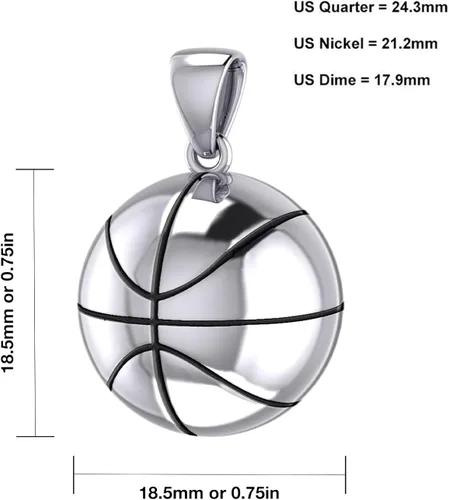 Miniatura 3 de NUEVO 0.925plata de ley 3d Large Basketball Sport Ball encanto colgante