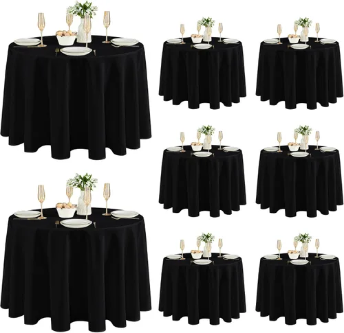 Miniatura 47 de Fitable - Paquete de 6 manteles redondos blancos - 120 pulgadas de diámetro - Manteles resistentes a las manchas y lavables, manteles de poliéster