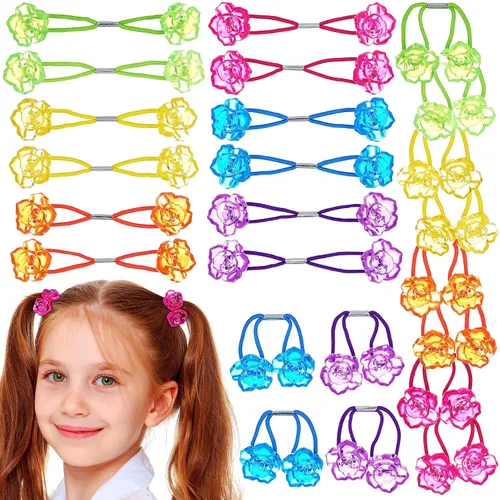 Miniatura 15 de 16 piezas Coletas Bolas de 24MM (0.94 in) Elásticos para Cabello Colección Bolas de Coleta de Colores Brillantes Para Niñas y Niños Pequeños Liso