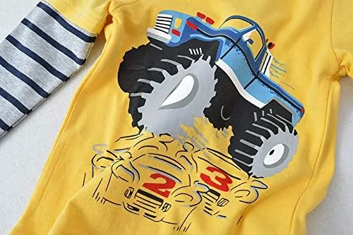 Miniatura 3 de Warmbaby Toddler Boys Truck Shirts Kids Monter Truck Tshirts Long Sleeve Yellow