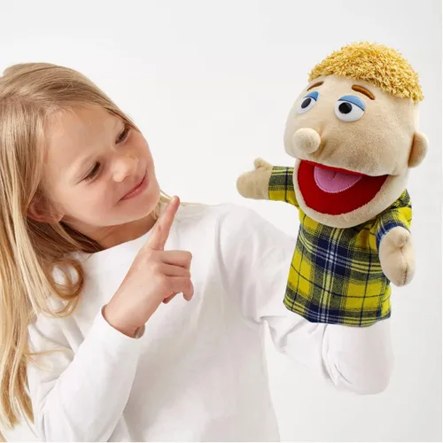 Miniatura 6 de Marionetas de mano familiares, Marionetas para niños para representar a los miembros de la familia 34 cm Marionetas multiétnicas de peluche suaves