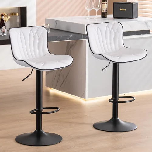 Miniatura 15 de YOUNIKE Juego de 2 taburetes de bar marrones modernos giratorios de altura de mostrador con respaldo alto ajustable para cocina, taburetes de bar