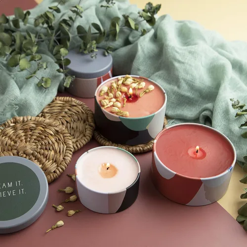 Miniatura 6 de Hearth & Harbor Tarros de vela de lata para hacer velas, contenedores de velas de bricolaje con tapas, tarros de velas de metal, almacenamiento