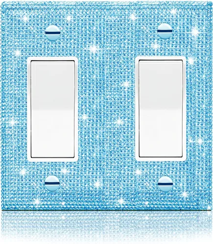 Miniatura 33 de 4 piezas de placa de pared rosa plateado brillante cubierta decorativa interruptor de luz cubierta de interruptor de palanca única diamantes