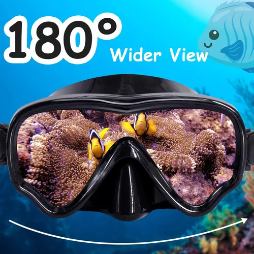 Miniatura 4 de Vvinca Kids-Goggles with Nose Cover, Diving Mask Elastic Fabric Strap Anti Fog Anti Shattered Lens for Kids Swim Goggles 3-14 17-negro