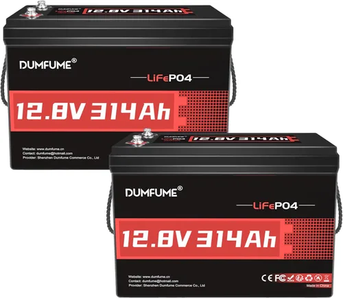 Batería LiFePO4 de 12 V 300 Ah (314 Ah) con BMS de 200 A incorporado, 4.01 kWh, 4000+ ciclos profundos, batería de litio ideal para cámpers de RV,