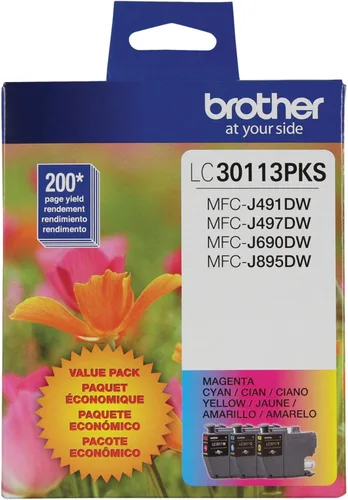 Miniatura 4 de Cartuchos de tinta de color genuinos Brother LC30113PKS de 3 unidades de rendimiento estándar, rendimiento de página de hasta 200 páginas/cartucho