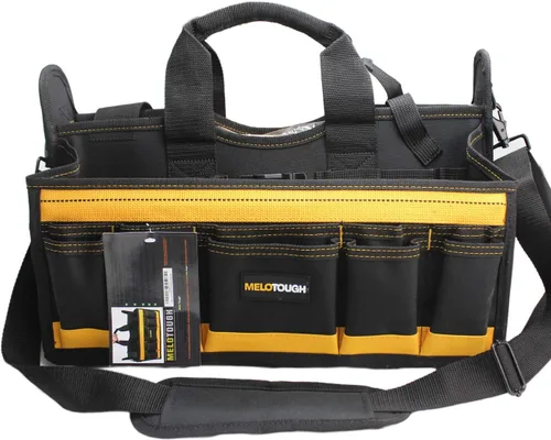 MELOTOUGH Bolsa de herramientas para electricista con correa de hombro de 17 pulgadas, bolsa de herramientas HAVC, portador de herramientas superior