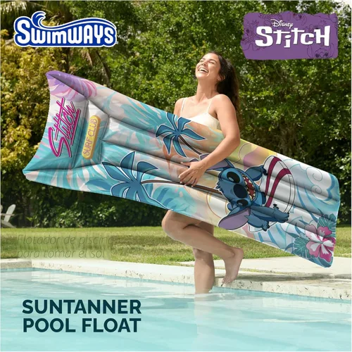 Miniatura 2 de SwimWays Stitch Suntanner Flotador de piscina, flotadores inflables de piscina y juguetes de piscina para niños, accesorios de piscina y artículos