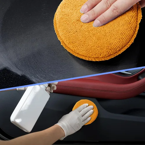 Miniatura 5 de Tallew Paquete de 12 almohadillas aplicadoras de microfibra para automóvil, incluye aplicador de microfibra de cera redonda, toalla de secado
