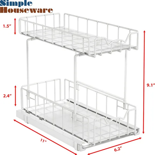 Miniatura 4 de Simple Houseware - Cajón organizador de cajones deslizantes de 2 niveles para especias, blanco