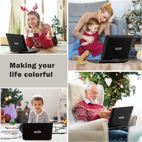 Miniatura 9 de Reproductor de DVD portátil de 16.9 pulgadas con pantalla grande HD de 14.1 pulgadas, batería recargable de 5 horas, reproductores de DVD para niños
