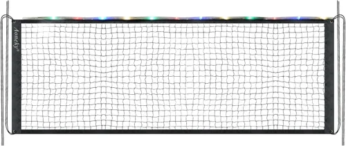 Aoneky Red de bádminton con luz LED de 20 pies, red de deportes al aire libre que brilla en la oscuridad con 4 cuerdas, portátil para juegos