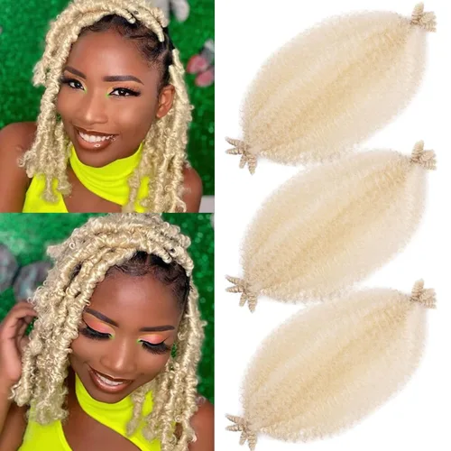 Miniatura 19 de Cabello afro trenzado elástico de 24 pulgadas, cabello Marley para rastas sintéticas, cabello trenzado estilo Marley Twist color rojo burdeos