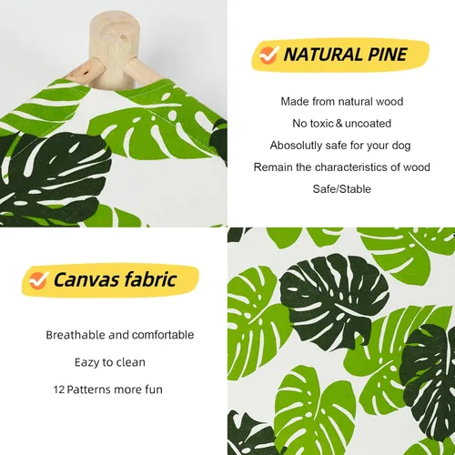 Miniatura 3 de Patas Lague Cama y Hamaca para Perros Pequeños, Cama de Madera Transpirable para Gatos, Conejos y Mascotas, Cama ElevadA de Enfriamiento para Hoja
