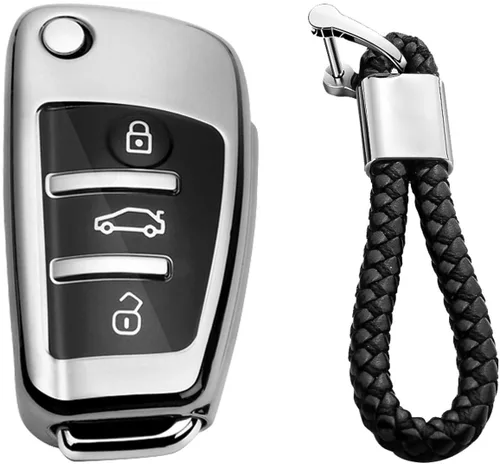 Miniatura 14 de Para Hombre Mujer Genuino Cubierta de Llavero de Cuero para Audi A1 A3 A4 A6 A8 Quattro Q2 Q3 Q7 R8 RS3 RS6 S3 S6 TT TTS, Funda de Llavero de Coche