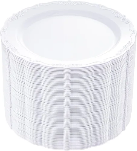 Miniatura 14 de DaYammi 60 piezas de platos de plástico transparente dorado elegantes platos desechables transparentes resistentes premium de 10.25 pulgadas