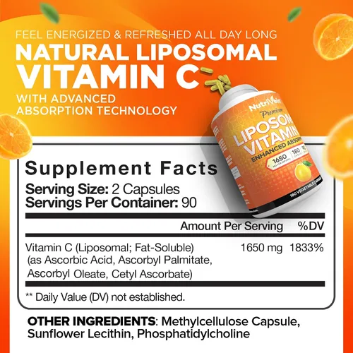 Miniatura 2 de Nutrivein Paquete de suplementos premium de berberina, vinagre de sidra de manzana y vitamina C liposomal: cápsulas de vitamina C de alta absorción