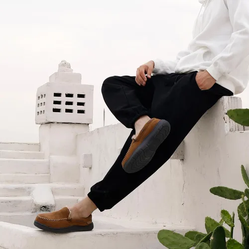 Miniatura 3 de Zigzagger - Pantuflas estilo mocasín de microgamuza y espuma viscoelástica, para hombre