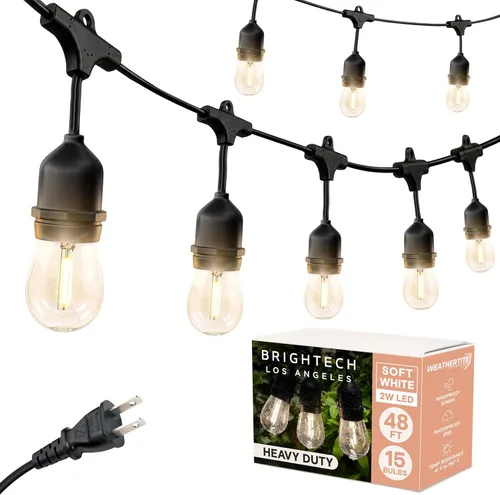 Miniatura 10 de Brightech Ambience Pro – Serie de luces LED impermeables para exteriores – colgantes, regulables, 2 W, bombillas vintage Edison – Luces de jardín
