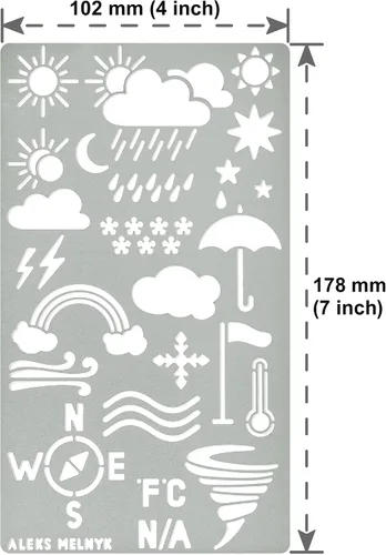 Miniatura 4 de Aleks Melnyk No.14 Plantilla de diario de metal, pronóstico del tiempo, gota de lluvia, paraguas, plantilla de acero inoxidable, 1 unidad, plantilla