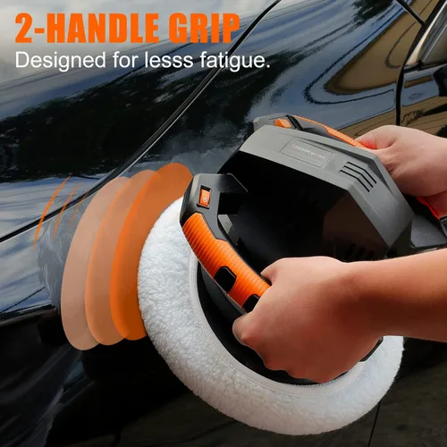 Miniatura 6 de THINKWORK Pulidora de búfer, juegos de pulidora de coche de 10 pulgadas con 4 bonos de pulido y pulido, 6 velocidades variables de 1500 a 3600 RPM