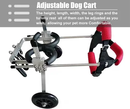 Miniatura 2 de Dog Wheelchair Red Pet Wheelchair for Back Legs, Light Weight Cat/Dog Cart with Wheels, Small/Medium/Large Doggy Mobility Assistant for Hind