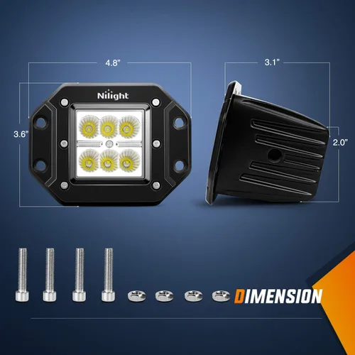 Miniatura 2 de Nilight - NI23C-18W 2 piezas de 18 W de luz LED de inundación para trabajo, luces de conducción, barra de luz LED, luces LED todoterreno, montaje