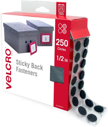Miniatura 13 de Puntos con adhesivo marca VELCRO en negro 200 paquetes Círculos de 3/4" Cierres adhesivos redondos de gancho y bucle para organizar