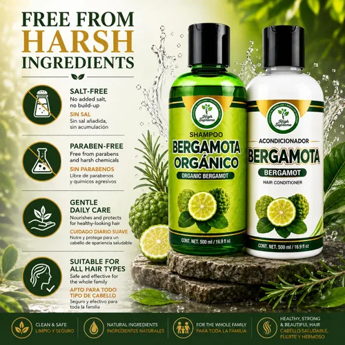 Miniatura 3 de Champú Orgánico Bergamota + Acondicionador (16.9 fl oz) con Aloe Vera y Romero CHAMPÚ ORGÁNICO BERGAMOTA con Sábila & Romero + Acondicionador