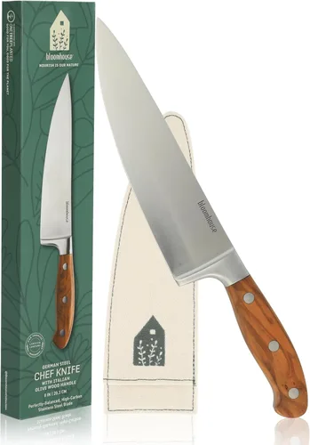 Bloomhouse - Dos veces ganador de los Favoritos de Oprah - Cuchillo de chef de 8 pulgadas – Hoja de acero inoxidable alemán con mango de madera de