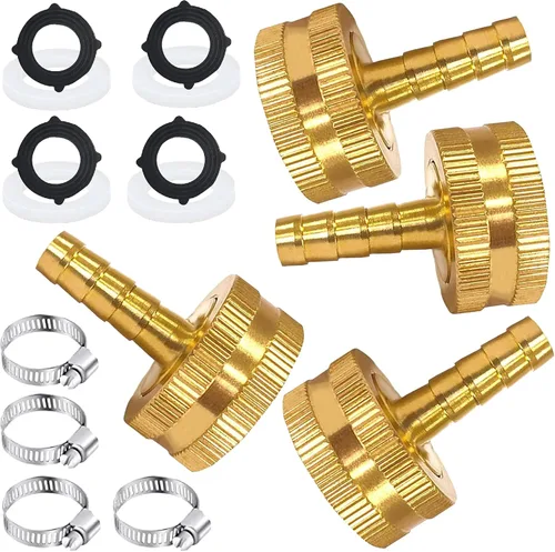 Miniatura 9 de AOPANDA Conector de reparación de extremo de manguera de agua de latón macizo con púa de 1/4" x rosca GHT hembra de 3/4", incluye abrazaderas