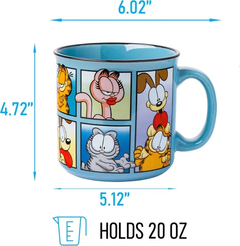 Miniatura 2 de Silver Buffalo - Taza de café de cerámica estilo cámper con Garfield, Odie, Arlene, Nermal y Jon, 20 onzas Personajes de Garfield