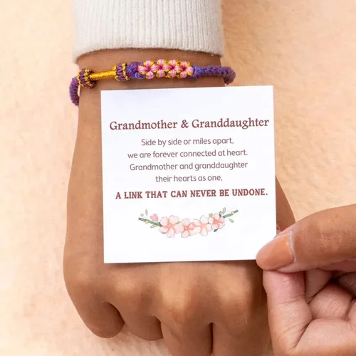 Miniatura 12 de Pulsera de nudo de cereza con texto en inglés «To My Granddaughter A Link That Can Never Be Undone», pulsera para nieta de la abuela, ajustable