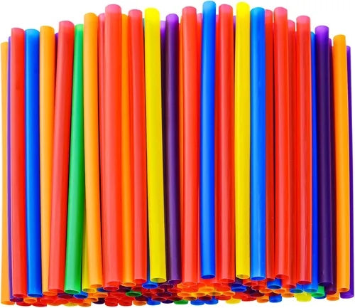 100 piezas de popotes jumbo para batidos, (0.4" de diámetro x 8.3" de largo) pajitas de plástico desechables coloridas grandes de boca ancha