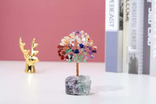 Miniatura 2 de MANIFO Juego de 7 chakras de cristal curativo: cristales, piedras preciosas, figuras naturales de árbol de la vida del Feng Shui