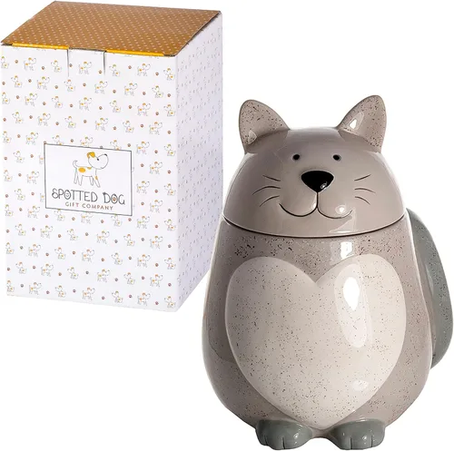 SPOTTED DOG GIFT COMPANY Tarro de cerámica para galletas con tapa, recipiente grande para galletas y galletas, lindo almacenamiento de cocina