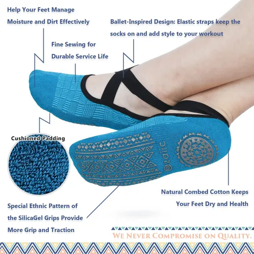 Miniatura 87 de Ozaiic - Calcetines de yoga para mujer con correas y agarres antideslizantes, ideales para pilates, Pure Barre, ballet, danza y entrenamiento