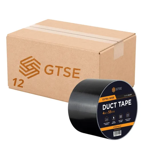Miniatura 43 de Cinta adhesiva ancha GTSE, negra, 3 pulgadas x 55 yardas (164 pies), cinta de reparación resistente e impermeable para uso en interiores