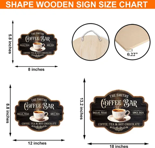 Miniatura 2 de THUYPT Letrero de Café Personalizado, Placa de Letrero de Café de Madera para Colgar en la Pared Decoraciones de Bar de Café, Estación de Café