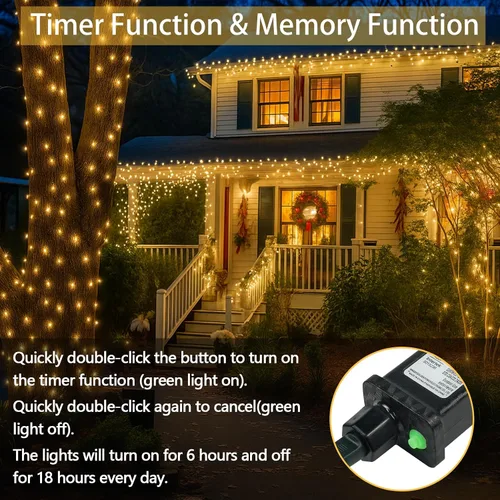 Miniatura 4 de Guirnalda de 100 luces LED conectables para interiores y exteriores, luces de Navidad blancas cálidas de 33 pies, impermeables, 13 modos