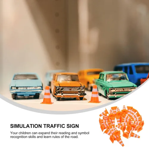 Miniatura 4 de 30 piezas de conos de tráfico mini, conos mini de 1 pulgada naranja pequeños para señalización de bloqueo de carretera en construcción, juguetes